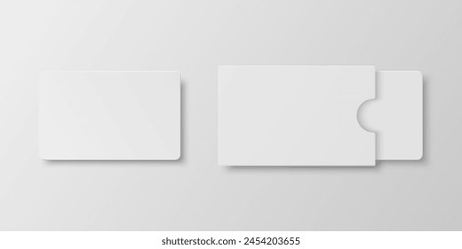 Vector 3D Realistic Blank Credit Card, Gift Card, Certificate Template with Cover. Bank, Greeting or Sale Card, Isolated. Front or Top View