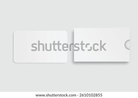 Vector 3D Realistic Blank Credit Card, Keycard, Gift Card, Certificate or Business card mockup with cover isolated on background. Blank template design for presentation branding, corporate, identity

