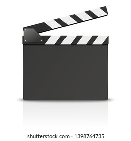 Vector 3d Realistic Blank Opened Movie Film Clap Board Icon Closeup Isolated on White Background. Design Template of Clapperboard, Slapstick, Filmmaking Device. Front View