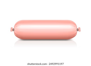 Vector 3d Realistic Blank Polyethylene Sausage Packaging. Design Template for Mockup, Closeup, Isolated, Front View