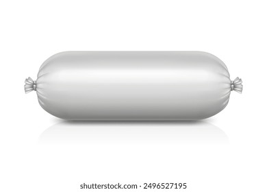 Vector 3d Realistic Blank Polyethylene Sausage Packaging. Design Template for Mockup, Closeup, Isolated, Front View