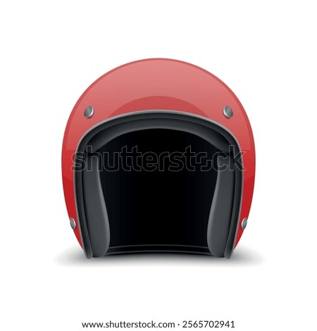 Vector 3d Realistic Blank White Glossy Classic Vintage Open-Face Motorbike Helmet Design Template for Mockup. Front View. Motorcycle Helmet Icon, Closeup, Isolated