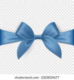 Vector 3d Realistic Blue Gift Ribbon, Bow for Greeting Card, Gift Isolated on Transparent Background. Bow Design Template, Concept for Birthday, Christmas Presents, Gifts, Invitation, Box