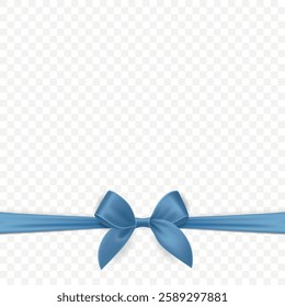 Vector 3d Realistic Blue Silk or Satin Gift Ribbon and Bow for Greeting Cards, Gifts, Gift Certificate, Isolated. Bow Design Template, Concept for Birthday, Christmas Presents, Gifts, Invitation, Box