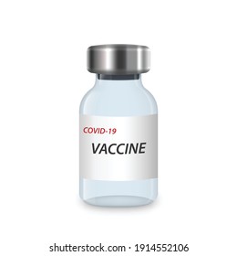 Vector 3d Realistic Bottle isolated. Coronavirus Vaccine injection vial