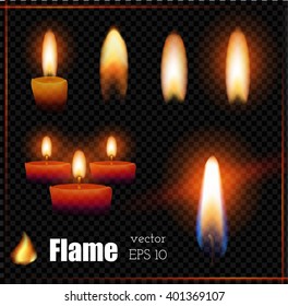 vector 3d realistic candle frame types set on dark transparent background