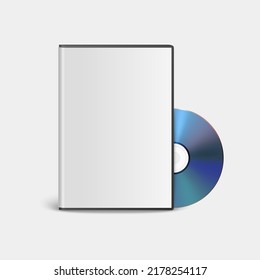 Vector 3d Realistic CD, DVD with Plastic Case Isolated on White. CD Box, Packaging Design Template for Mockup. Compact Disk Icon, Front View