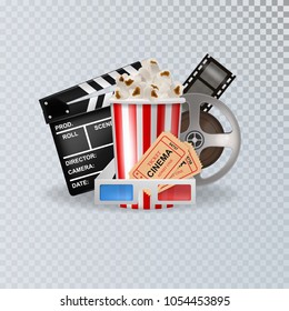 Vector 3d realistic cinema movie time background.