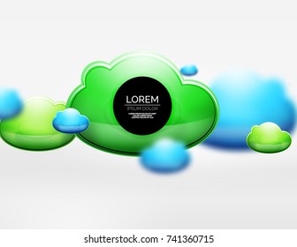 Nubes vectoriales 3d realistas en el espacio gris, fondo de tecnología digital