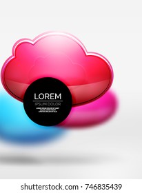 Vector 3d realistic clouds in grey space, digital technology background