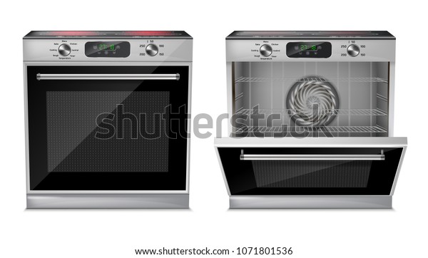 Vector 3d Realistic Compact Oven Induction Stock Vector Royalty