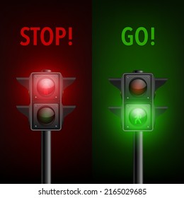 Vector 3d Realistic Detailed Road Traffic Lights Icon Set Isolated. Safety Rules Concept, Design Template. Stoplight, Turned On Traffic Lights with Red and Yellow Light. Pedestrian Traffic Light