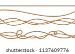 Vector 3d realistic fiber ropes - straight and tied up. Jute or hemp twisted cords with loops isolated on white background. Decorative elements with brown packthread.