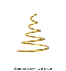 Vector 3d realistic geometric object  Isolated metallic gold helix shape 