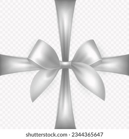 Vector 3d Realistic Gift Ribbon, Bow for Greeting Card, Gift Isolated on Transparent Background. Bow Design Template, Concept for Birthday, Christmas Presents, Gifts, Invitation, Box