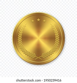 Vector 3d Realistic Gold blank coin isolated on transparent background