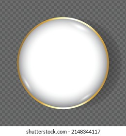 Vector 3D Realistic Golden luxury realistic Round Frame Design Isolated on Transparent Background. Golden Shining Round Frame Template. Add your own text or design. Banner Template or Title Bar D