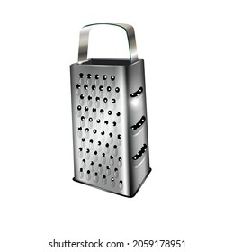 Vector 3D realistic grater. Illustration of a kitchen item for rubbing food.