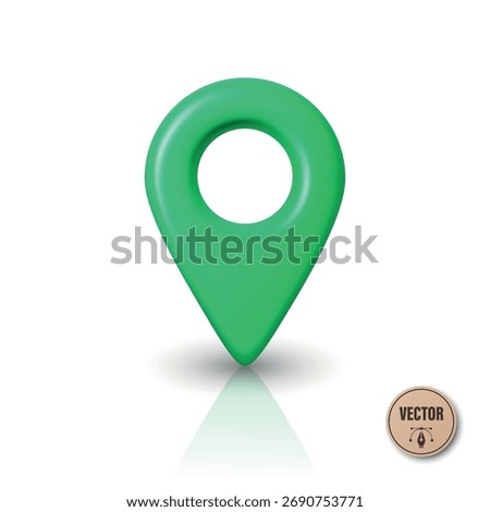 Vector 3d Realistic Green Map Pin Icon. Location Marker with Hole. Map Pin Symbol, Map Pin Badge for GPS, Navigation, Address, Place Pointer