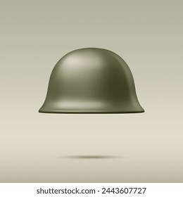 Vector 3d Realistic Green Military Soldier Protective Helmet Closeup Isolated. Helmet, Army Symbol of Defense and Protection. Soldier Helmet Design Template for Military, Defense and Safety Concept