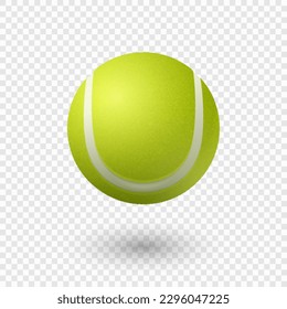 Vector 3d realistisch grüner strukturierter Tennisball in Flugsymbol Nahaufnahme isoliert. Tennis Ball Design Vorlage für Sportkonzept, Wettbewerb, Werbung. Vordere Ansicht. Vektorgrafik