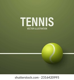 Vector 3d Realistic Green Textured Tennis Ball Icon Closeup Isolated, Top View. Tennis Ball Design Template for Sports Concept, Competition, Advertisement. Vector Illustration