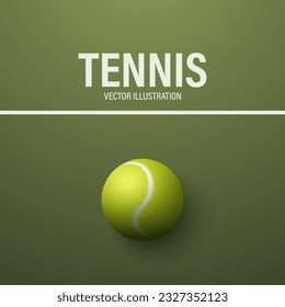 Vector 3d Realista Verde Texturado Icono De Pelota De Tenis Cerrado Aislado, Vista Superior. Plantilla de diseño de bolas de tenis para concepto de deportes, competencia, publicidad. Ilustración vectorial