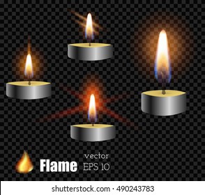 vector 3d realistic grey metallic colored candle frame types set  dark transparent background. Web design, decoration element. Banner, print, poster objects