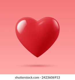 Vector 3d Realistic Heart Shape Closeup Isolated. Romantic Red Glossy Heart Shape Set for Valentine's Day. Template for Designs and Decorations