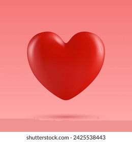 Vector 3d Realistic Heart Shape Closeup Isolated. Romantic Red Glossy Heart Shape Set for Valentine's Day. Template for Designs and Decorations