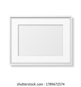 Vector 3d Realistic Horizontal White Wooden Simple Modern Frame Icon Closeup Isolated on White. It can be used for presentations. Design Template for Mockup, Front View