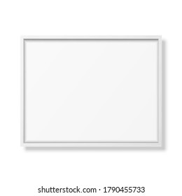 Vector 3d Realista Horizontal Wooden Simple Marco Moderno Icono Cerrado Aislado en Blanco. Se puede usar para presentaciones. Plantilla de diseño para la reproducción, vista frontal