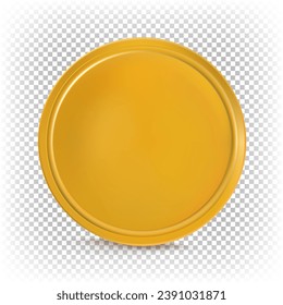 Vector 3d realistic illustration of gold chocolate coin front view.