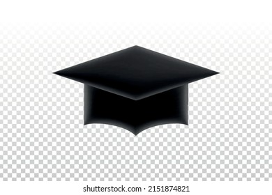 Vector 3D realistic isolated Graduation Cap on the transparent background.