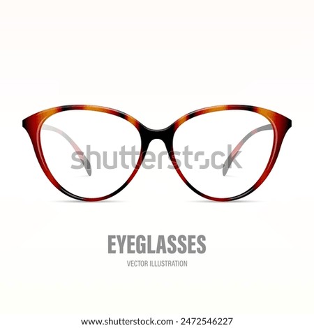 Vector 3d Realistic Leopard Round Frame Glasses Isolated. Sunglasses, Lens, Vintage Eyeglasses in Front View. Design Template for Optics and Eyewear Branding Concept