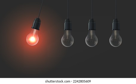 Vector, 3D realistic light bulbs, luminous and non-luminous.