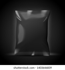 Vector 3d realistic luxury dark chocolate pack, isolated on black background. Mock-up for product package branding.