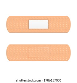 Vector 3d Realistic Medical Patch Icon Set Closeup Isolated on White Background. Design Template Adhesive Bandage Elastic Medical Plasters. Top View