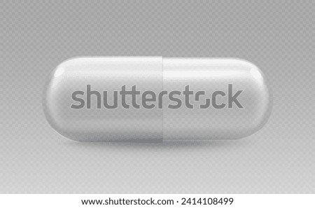 Vector 3d Realistic  Medical Pill. Trasparent Oval Capsule, Pharmaceutical Tablet. Closeup top view isolated pill. Medicine, health concept