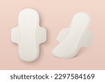 Vector 3d Realistic Menstrual Hygiene Products - Sanitary Pad Icon Set Closeup Isolated. Feminine Hygiene Icons - Sanitary Menstrul Pads, Design Template. Front View