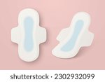 Vector 3d Realistic Menstrual Hygiene Products - Sanitary Pad Icon Set Closeup Isolated. Feminine Hygiene Icons - Sanitary Menstrul Pads, Design Template. Front View