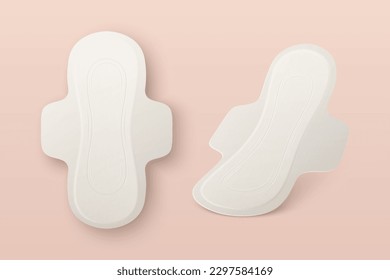 Vector 3d Realistic Menstrual Hygiene Products - Sanitary Pad Icon Set Closeup Isolated. Feminine Hygiene Icons - Sanitary Menstrul Pads, Design Template. Front View - Shutterstock ID 2297584169
