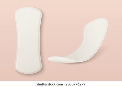 Vector 3d Realistic Menstrual Hygiene Products - Sanitary Daily Thin Pad Icon Set Closeup Isolated. Feminine Hygiene Icons - Sanitary Pads, Design Template. Front View