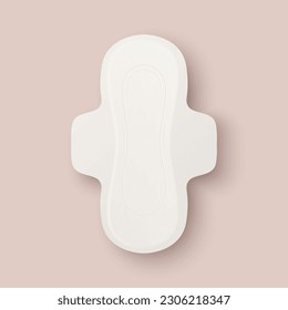 Vector 3d Realistic Menstrual Hygiene Product - Sanitary Pad Icon Closeup Isolated. Feminine Sanitary Napki,n Menstrual Pad, Design Template. Front View