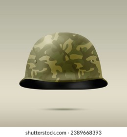 Vector 3d Realistic Military Protect Helmet Icon Closeup. Helmet, Army Symbol of Defense and Protect. Soldier Helmet Design Template