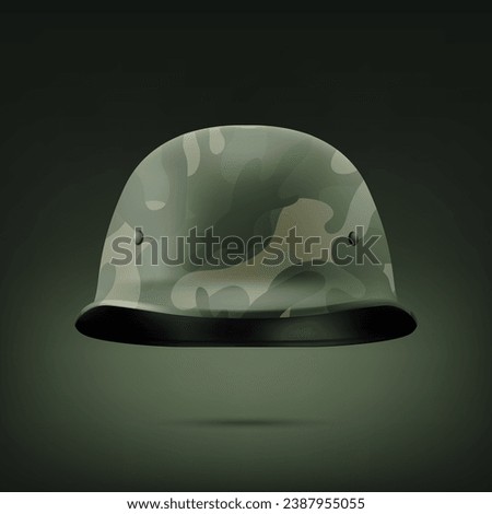 Vector 3d Realistic Military Protect Helmet Icon Closeup. Helmet, Army Symbol of Defense and Protect. Soldier Helmet Design Template