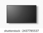 Vector 3d Realistic Modern TV Screen. Minimalistic Stylish Lcd Panel, Led TV Frame. Large Computer Monitor Display Design for Mockup. Blank Television Template. Catalog, Web Site Concept. Front View