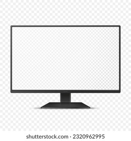 Vector 3d Realistic Modern TV Screen. Minimalistic Stylish Lcd Panel, Led TV Frame. Large Computer Monitor Display Design for Mockup. Blank Television Template. Catalog, Web Site Concept. Front View