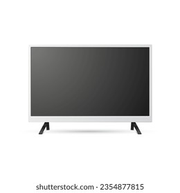 Vector 3d Realistic Modern TV Screen. Minimalistic Stylish Lcd Panel, Led TV Frame. Large Computer Monitor Display Design for Mockup. Blank Television Template. Catalog, Web Site Concept. Front View