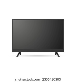 Vector 3d Realistic Modern TV Screen. Minimalistic Stylish Lcd Panel, Led TV Frame. Large Computer Monitor Display Design for Mockup. Blank Television Template. Catalog, Web Site Concept. Front View